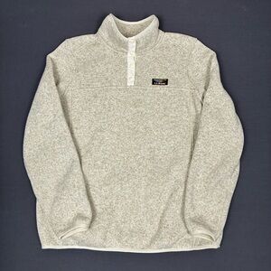 L.L Bean Fleece Snap Pullover Sweater, Women’s Size Large, Oatmeal/Cream